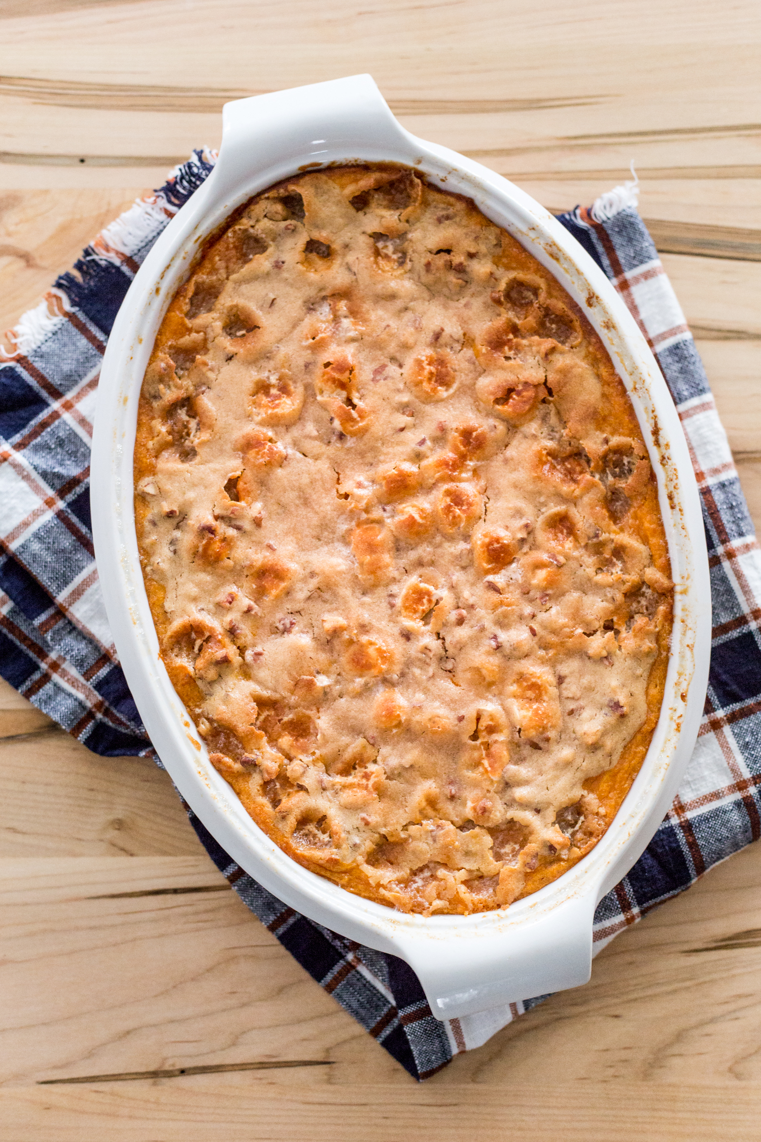 sweet potato casserole with pecan and marshmallow topping