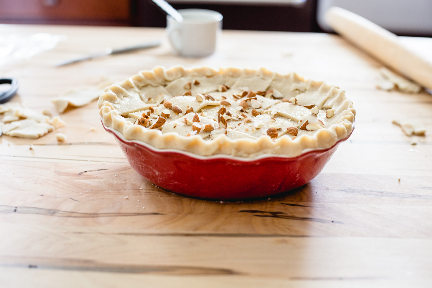 Tart Cherry Amaretto Pie ready to bake