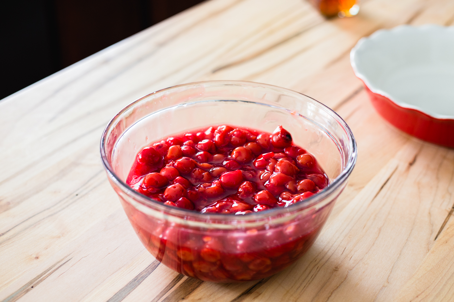 Tart Cherry Amaretto Pie filling ready to go