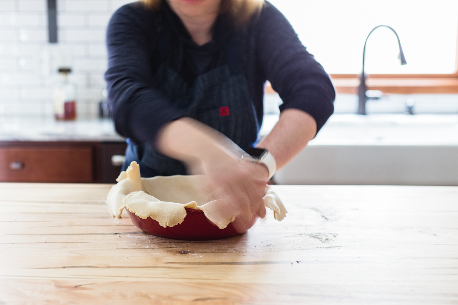 Tart Cherry Amaretto Pie preparing bottom crust