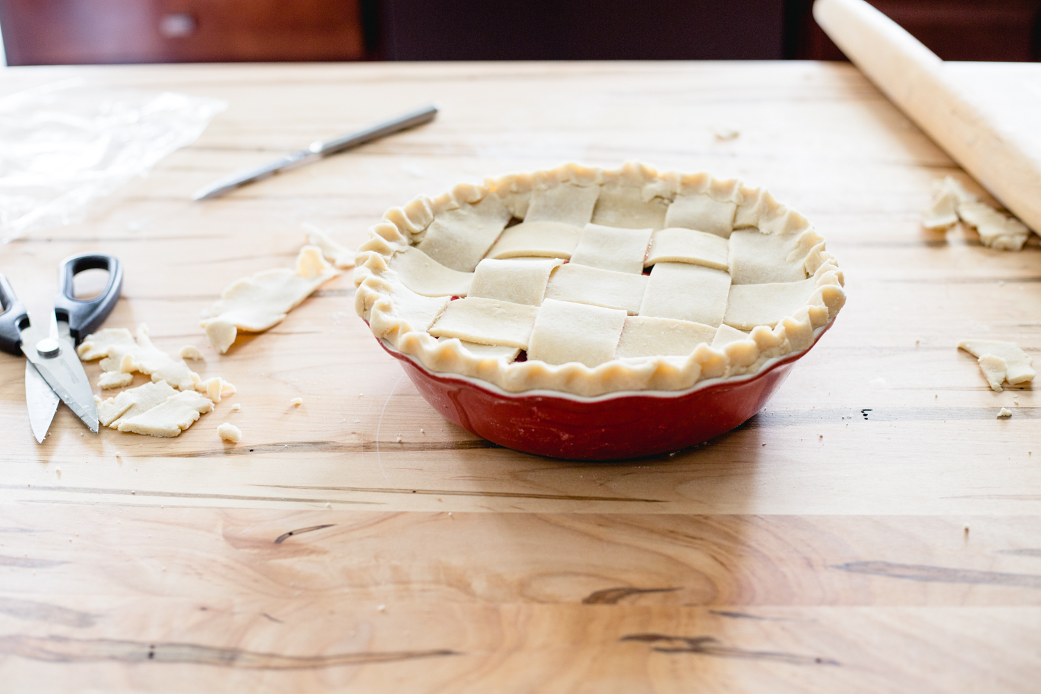 Tart Cherry Amaretto Pie with crimped crust edges from jellytoastblog.com