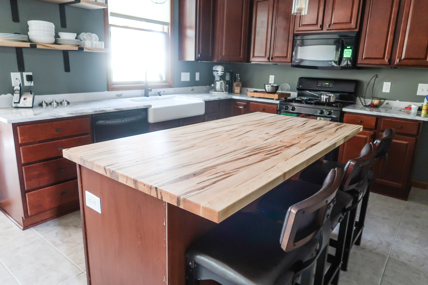 kitchen island with wood top