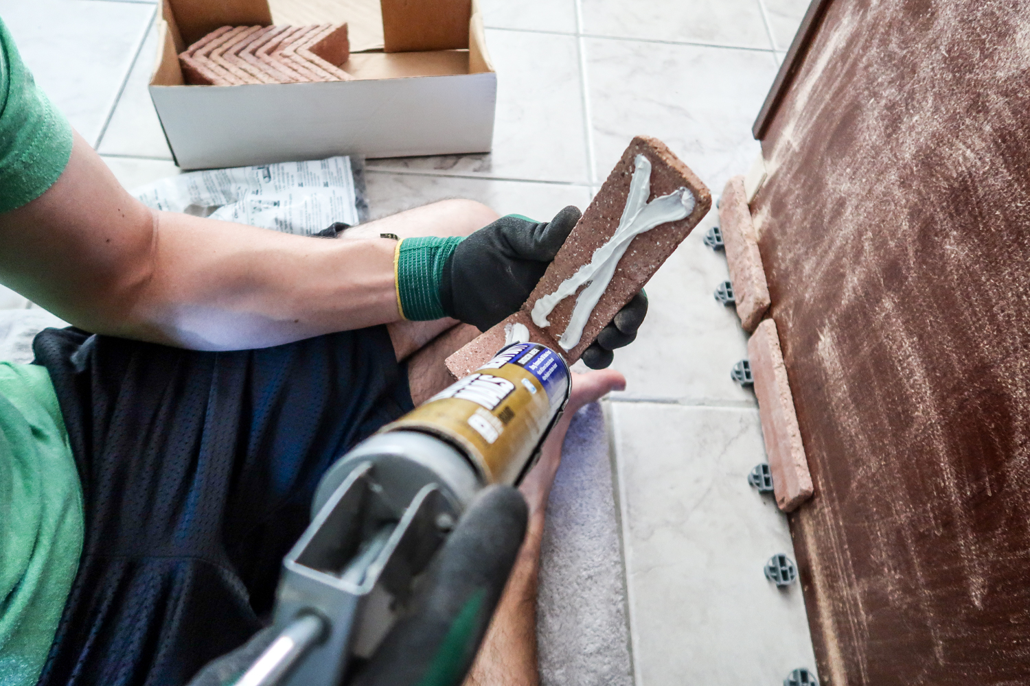 using liquid nails to apply brick veneer