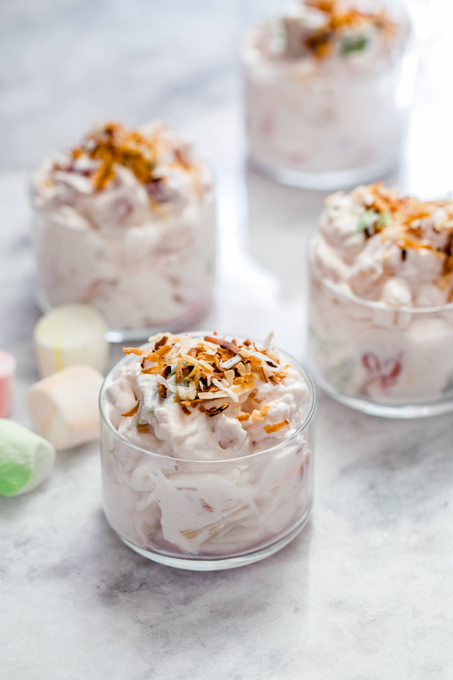cups of ambrosia marshmallow salad