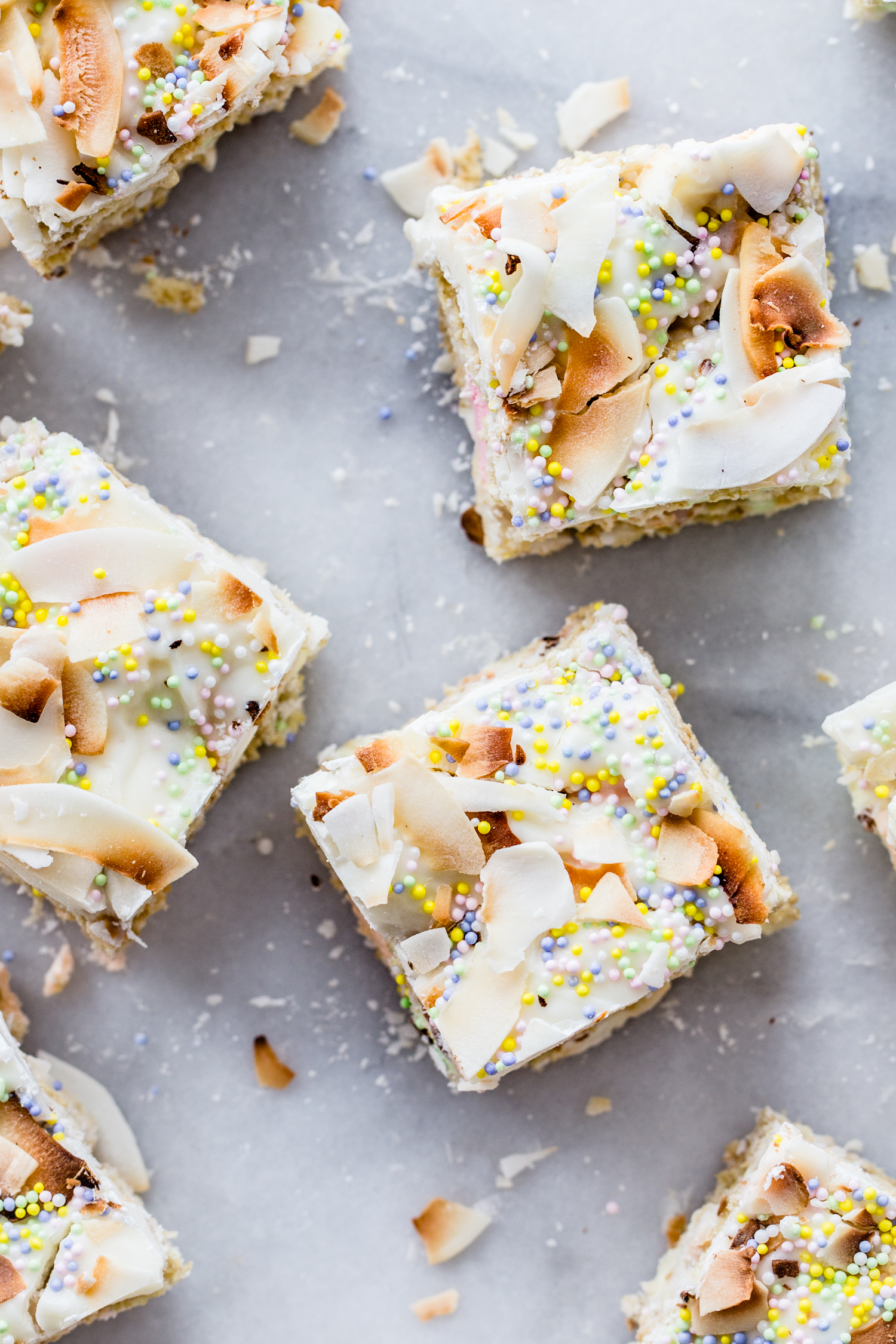 cereal treats on marble board