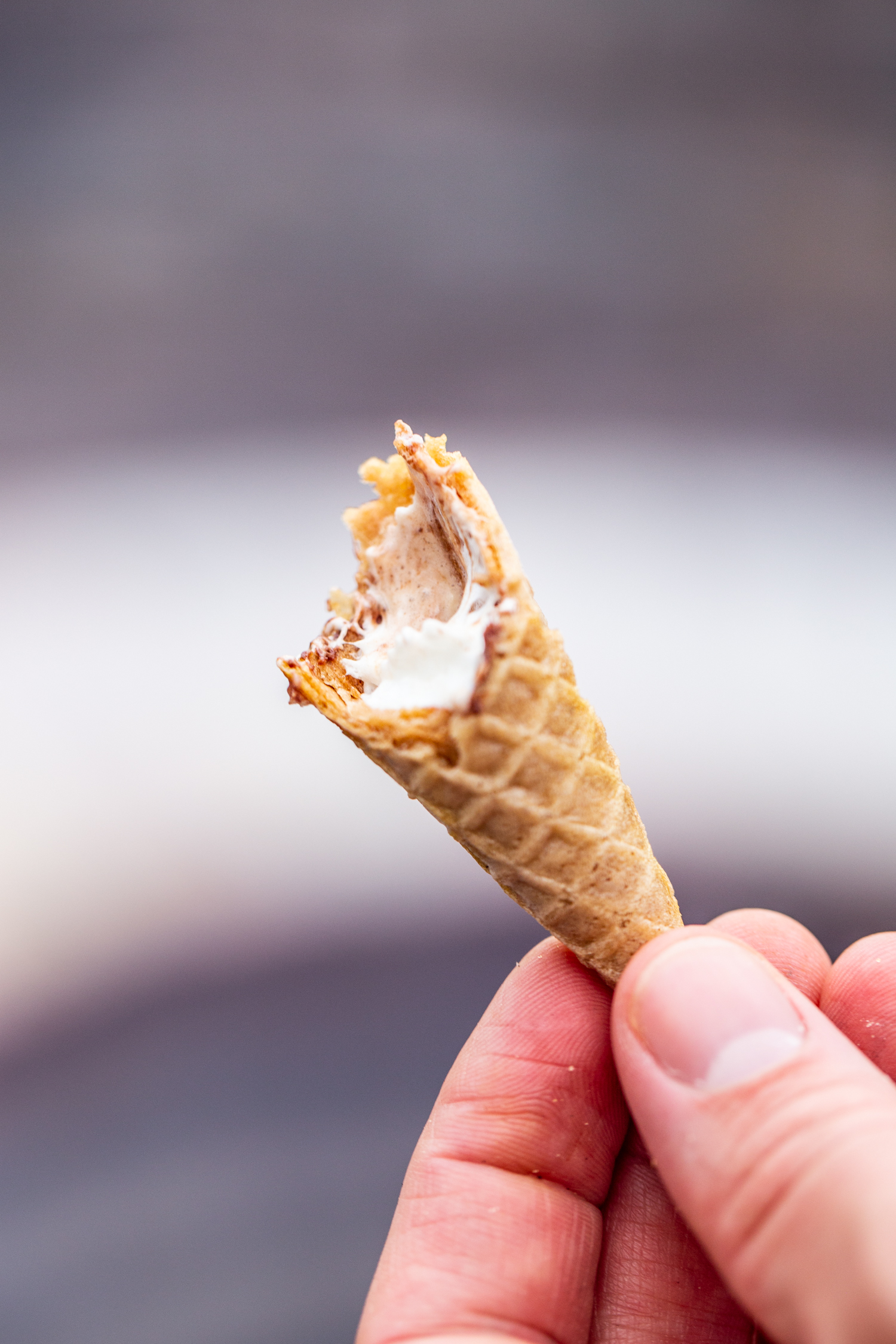 last bite of s'mores cones